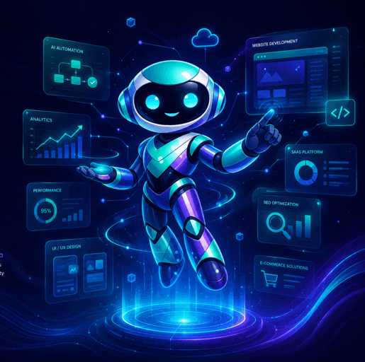 Orbit, the Aformix AI mascot representing our digital services